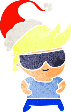 Bir insan tarafından çizilmiş Kawai çocuğunun Noel karikatürü.