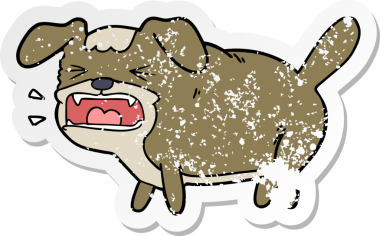 Bir insan tarafından çizilen köpek havlamasının sıkıntılı çıkartması.