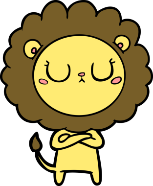 Bir insan tarafından çizilmiş çizgi film aslanı.