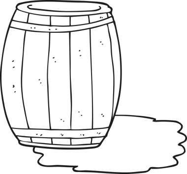 Serbest çizim siyah beyaz çizgi film fıçısı; bir insan tarafından çizilen bira.