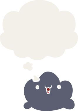 Düşünce baloncuğu olan karikatür bulutu insan tarafından çizilmiş.