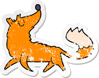 Bir insan tarafından çizilmiş tilki çizgi filminin sıkıntılı çıkartması.