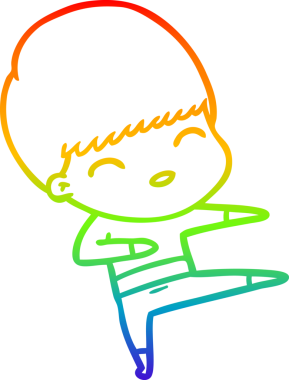 gökkuşağı gradyanı çizimi bir insan tarafından çizilmiş mutlu bir çizgi film çocuğu