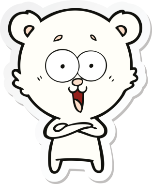 Bir insan tarafından çizilmiş gülen oyuncak ayının çıkartması.