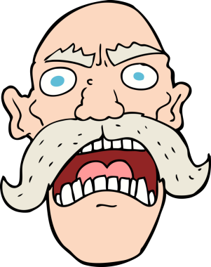 Bir insan tarafından çizilmiş kızgın yaşlı bir adam.