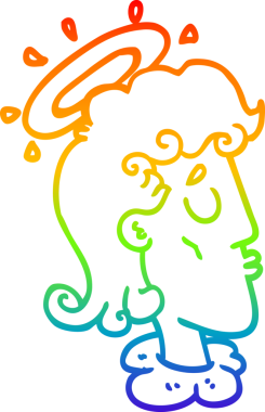 Gökkuşağı gradyan çizgi çizimi bir insan tarafından çizilmiş bir melek yüzü