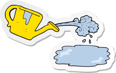 Bir insan tarafından çizilmiş karikatür sulama kutusu etiketi.