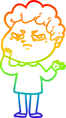 Bir insan tarafından çizilmiş kızgın bir adamın çizdiği gökkuşağı gradyanı çizimi