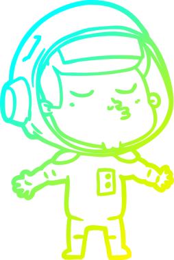 Bir insan tarafından çizilmiş kendinden emin bir astronotun soğuk çizgi çizimi.