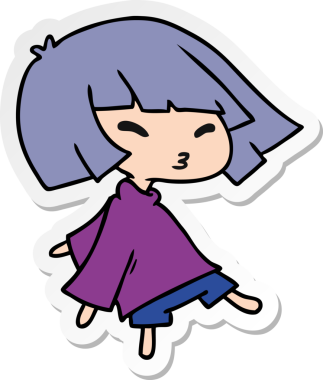 Bir insan tarafından çizilmiş sevimli bir kawai kızının çizilmiş bir karikatür çizimi.