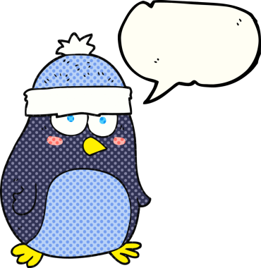 Bir insan tarafından çizilmiş serbest çizilmiş çizgi roman konuşma balonu pengueni.