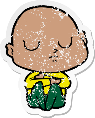 Bir insan tarafından çizilmiş kel bir adamın sıkıntılı çıkartması.