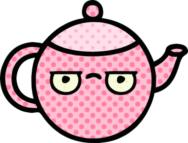 Bir insan tarafından çizilmiş bir çaydanlığın çizgi romanı.