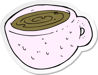 Bir insan tarafından çizilmiş bir kahve fincanının çıkartması.