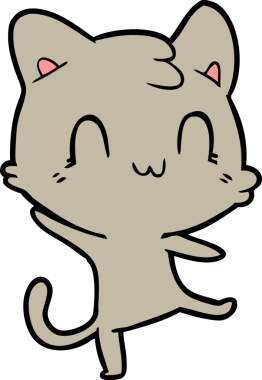 Bir insan tarafından çizilmiş mutlu bir kedi.