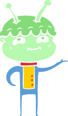 Bir insan tarafından çizilmiş düz renkli çizgi film uzay adamı.