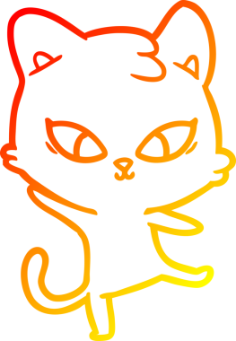 Bir insan tarafından çizilmiş sevimli bir çizgi film kedisinin sıcak çizgi çizgisi.