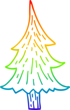 gökkuşağı gradyan çizgi çizimi bir insan tarafından çizilmiş çam ağaçları