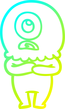 Bir insan tarafından çizilmiş soğuk gradyan çizgi çizimi Kiklops uzaylı uzay adamı