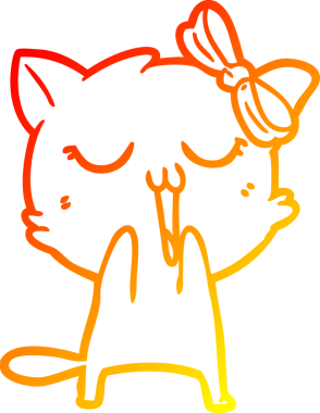 Bir insan tarafından çizilmiş çizgi film kedisinin sıcak çizgi çizimi