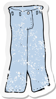 Bir insan tarafından çizilmiş bir kot pantolonun gerilimli çıkartması.