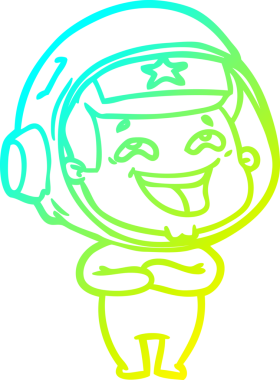 Bir insan tarafından çizilmiş gülen astronotun soğuk gradyan çizimi