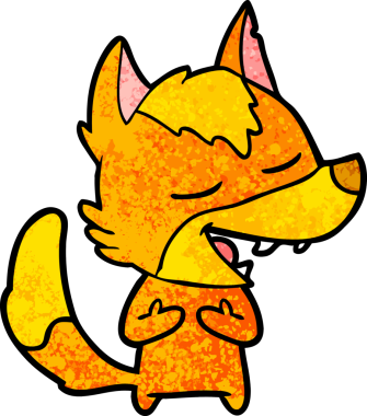 Bir insan tarafından çizilmiş tilki çizgi film karakteri