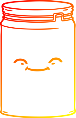 Bir insan tarafından çizilmiş karikatür cam kavanozunun sıcak çizgi çizimi