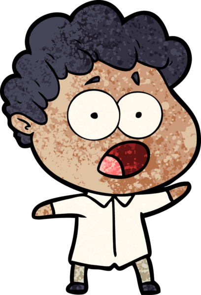 Bir insan tarafından çizilmiş bir karikatür adamı şaşkınlıkla nefes nefese kaldı.