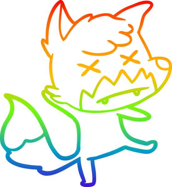 Gökkuşağı gradyan çizgi çizimi Bir insan tarafından çizilmiş ölü tilki