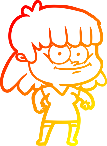 Bir insan tarafından çizilmiş gülümseyen çizgi film kızı çizimi.