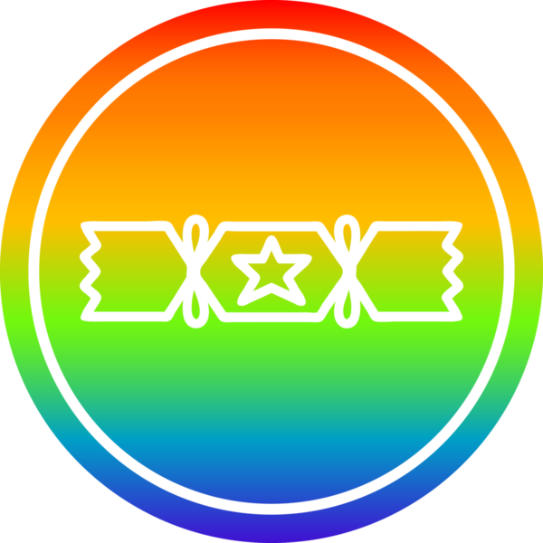 Yılbaşı krakeri gökkuşağı gradyan bir insan tarafından çizilmiş dairesel simge