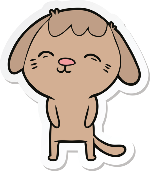 Bir insan tarafından çizilmiş mutlu bir köpeğin çıkartması.