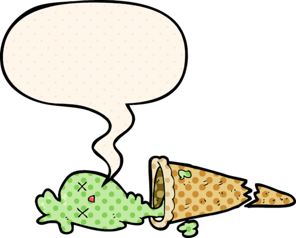 Bir insan tarafından çizilmiş çizgi roman tarzında konuşma balonlu çizgi film dondurması.