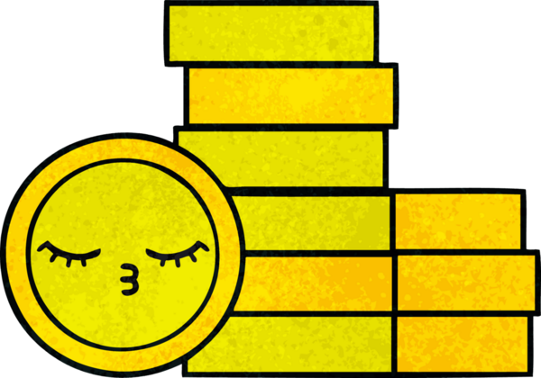 Bir insan tarafından çizilmiş eski grunge desenli bozuk paraların karikatürü