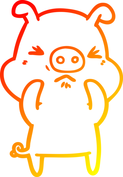 Bir insan tarafından çizilmiş kızgın bir domuzun sıcak çizgi çizimi