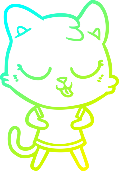 Bir insan tarafından çizilen çizgi film kedisinin soğuk gradyan çizgisi.