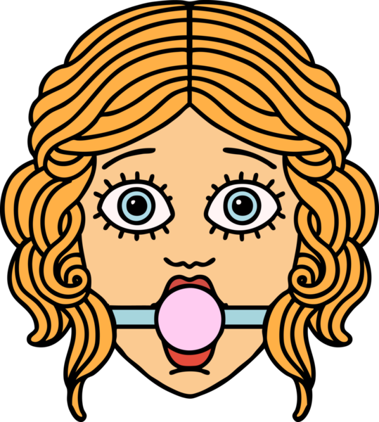 Geleneksel bir kadın yüzü dövmesi. Bir insan tarafından çizilmiş bir top şakası.