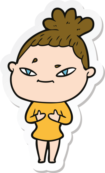 Bir insan tarafından çizilmiş bir karikatür kadının çıkartması.