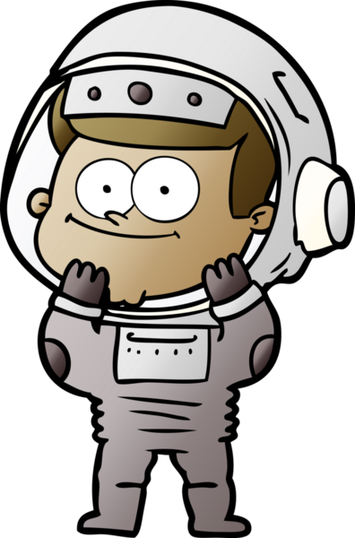 Bir insan tarafından çizilmiş mutlu astronot çizgi filmi.