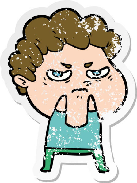 Bir insan tarafından çizilmiş kızgın bir adamın sıkıntılı çıkartması.