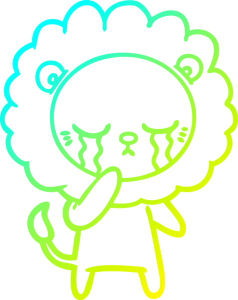 Bir insan tarafından çizilmiş ağlayan bir aslanın soğuk gradyan çizgisi.