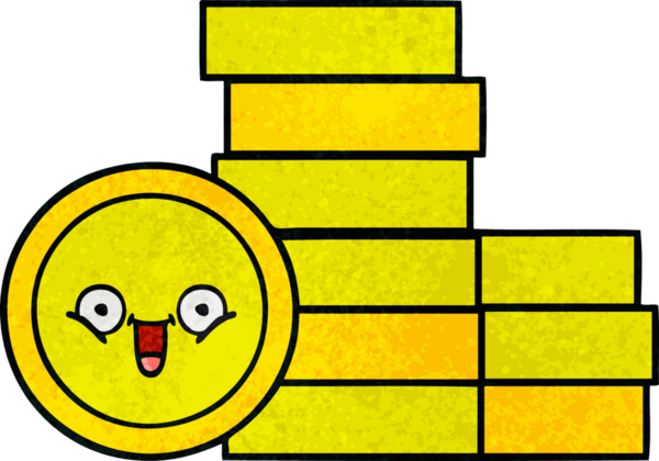 Bir insan tarafından çizilmiş eski grunge desenli bozuk paraların karikatürü