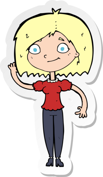 Bir insan tarafından çizilmiş bir karikatür kadının çıkartması.