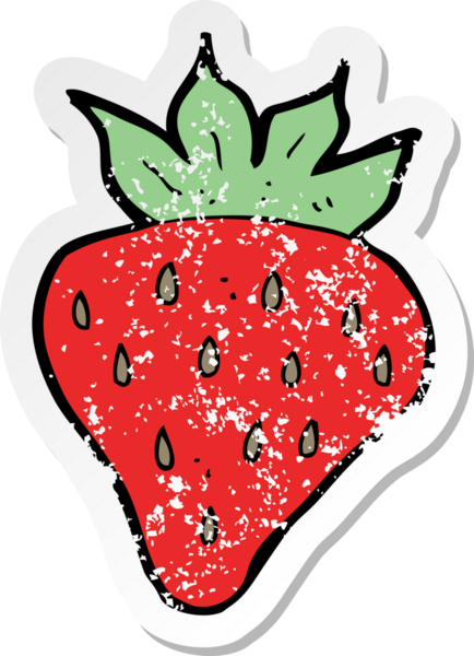 Bir insan tarafından çizilmiş karikatür çileğinin gerilimli yapıştırması.