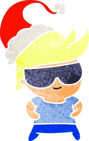 Bir insan tarafından çizilmiş Kawai çocuğunun Noel karikatürü.