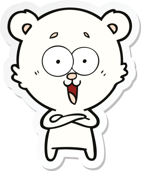 Bir insan tarafından çizilmiş gülen oyuncak ayının çıkartması.