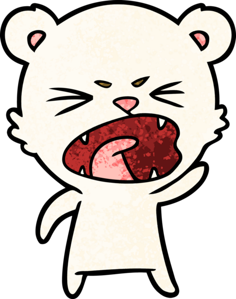 Bir insan tarafından çizilmiş kızgın kutup ayısı çizgi filmi.