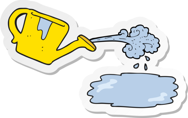 Bir insan tarafından çizilmiş karikatür sulama kutusu etiketi.