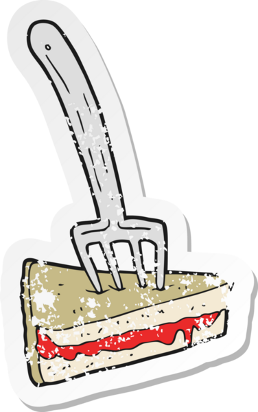 Bir insan tarafından çizilmiş çatallı bir karikatür pastasının geriletilmiş yapıştırması.